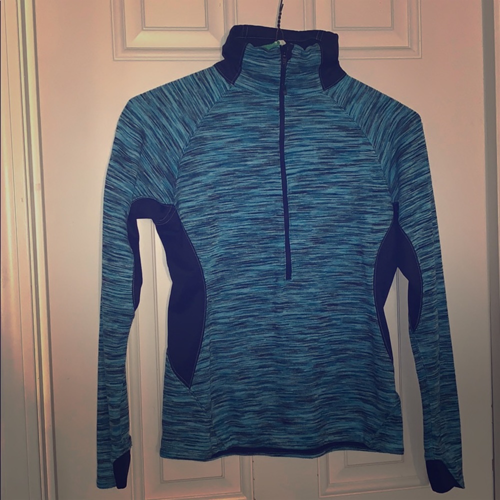 Blue and black pull over sweater